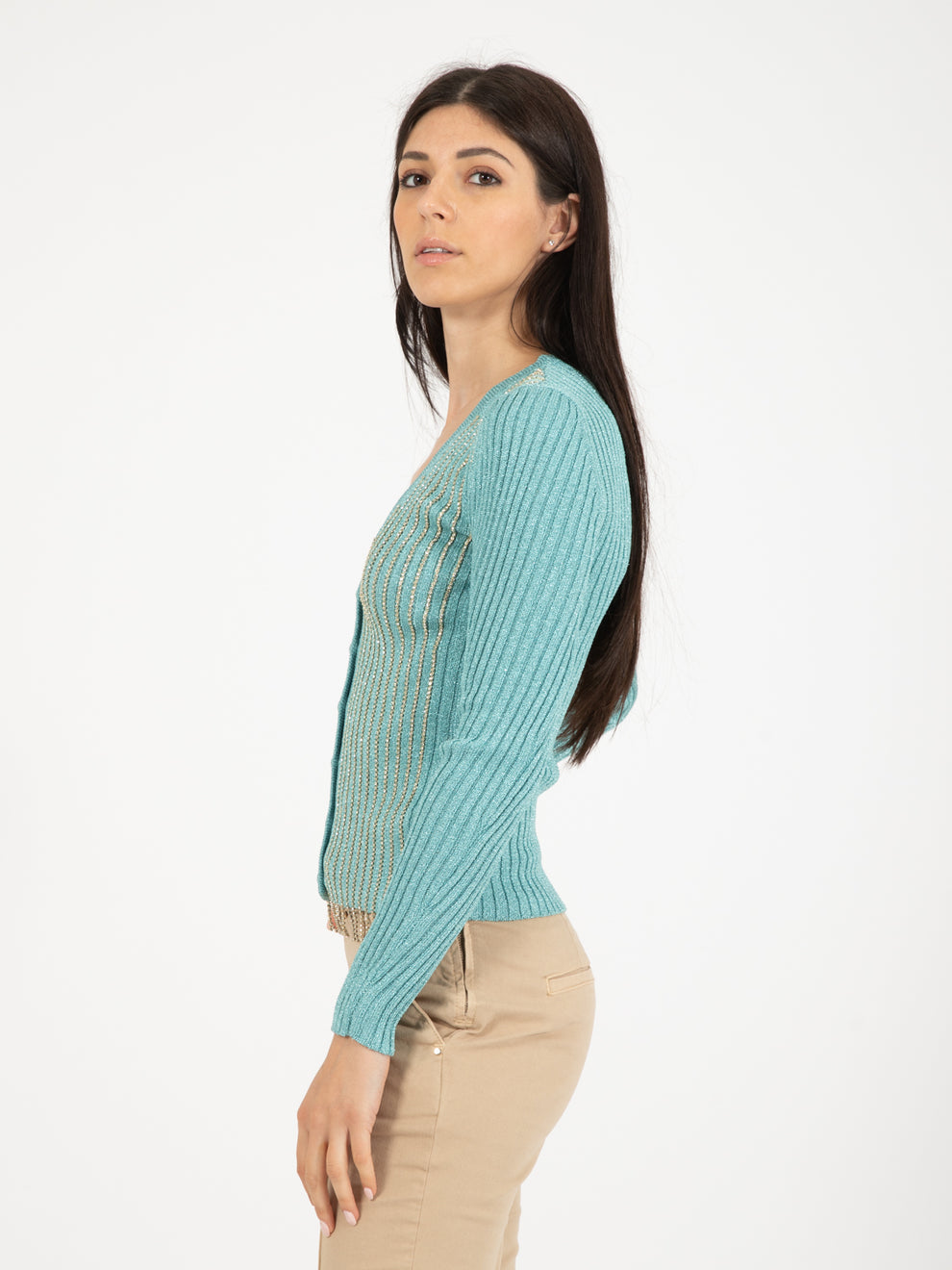 Cardigan with rhinestone inserts goutte lux