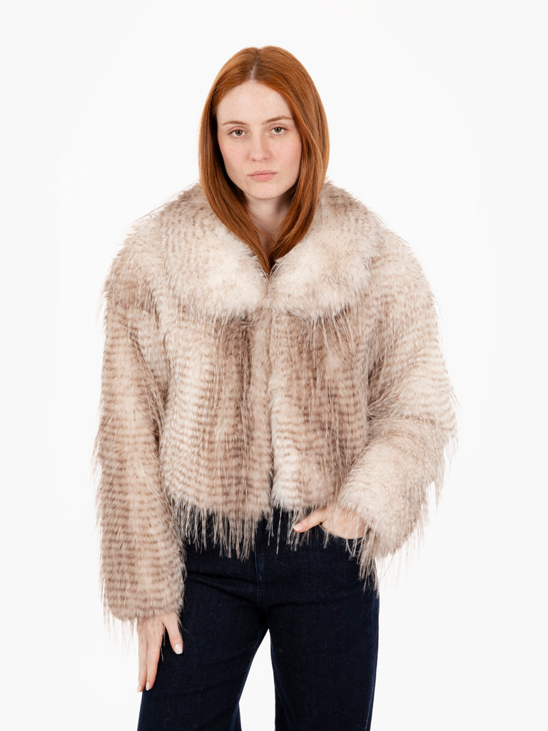 BLUGIRL - Giacca boxy in faux fur beige