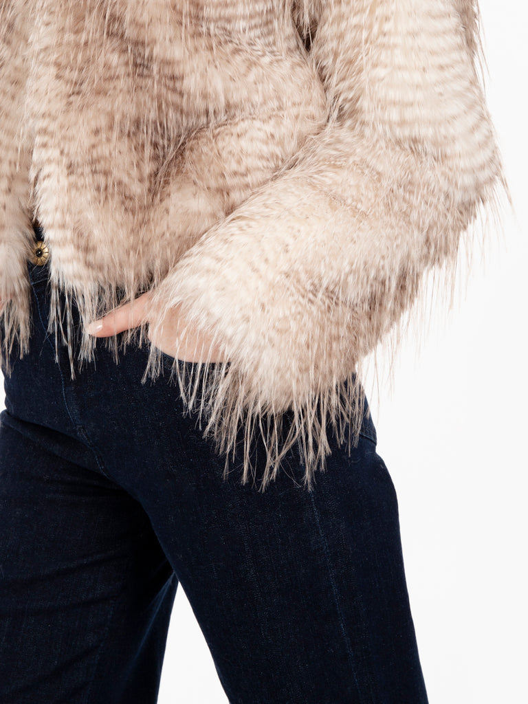 BLUGIRL - Giacca boxy in faux fur beige