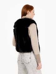 BLUGIRL - Gilet in faux fur con cinturini nero