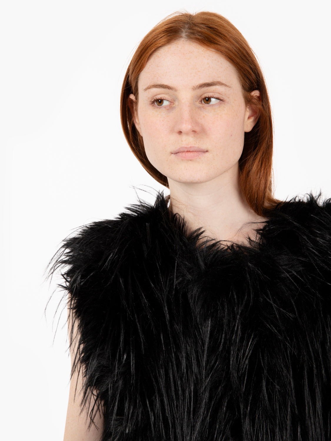 Black knitted and faux fur vest