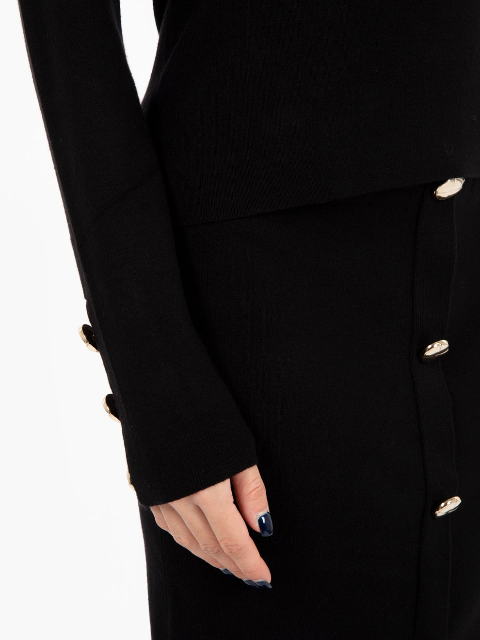 Black button-up cuff sweater