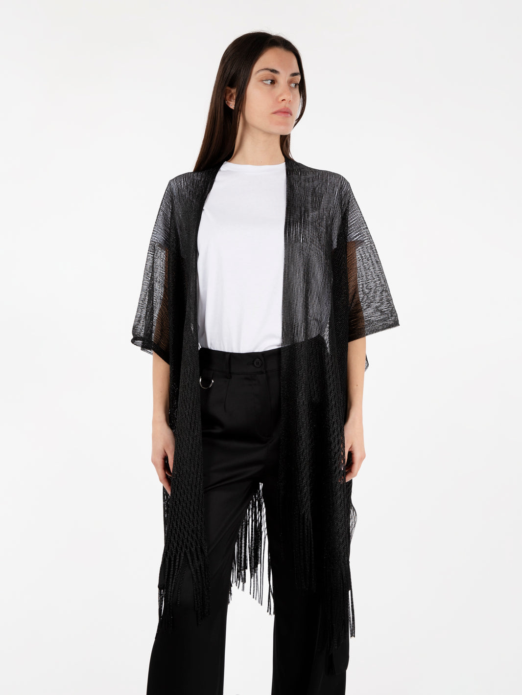 Black fringed kimono
