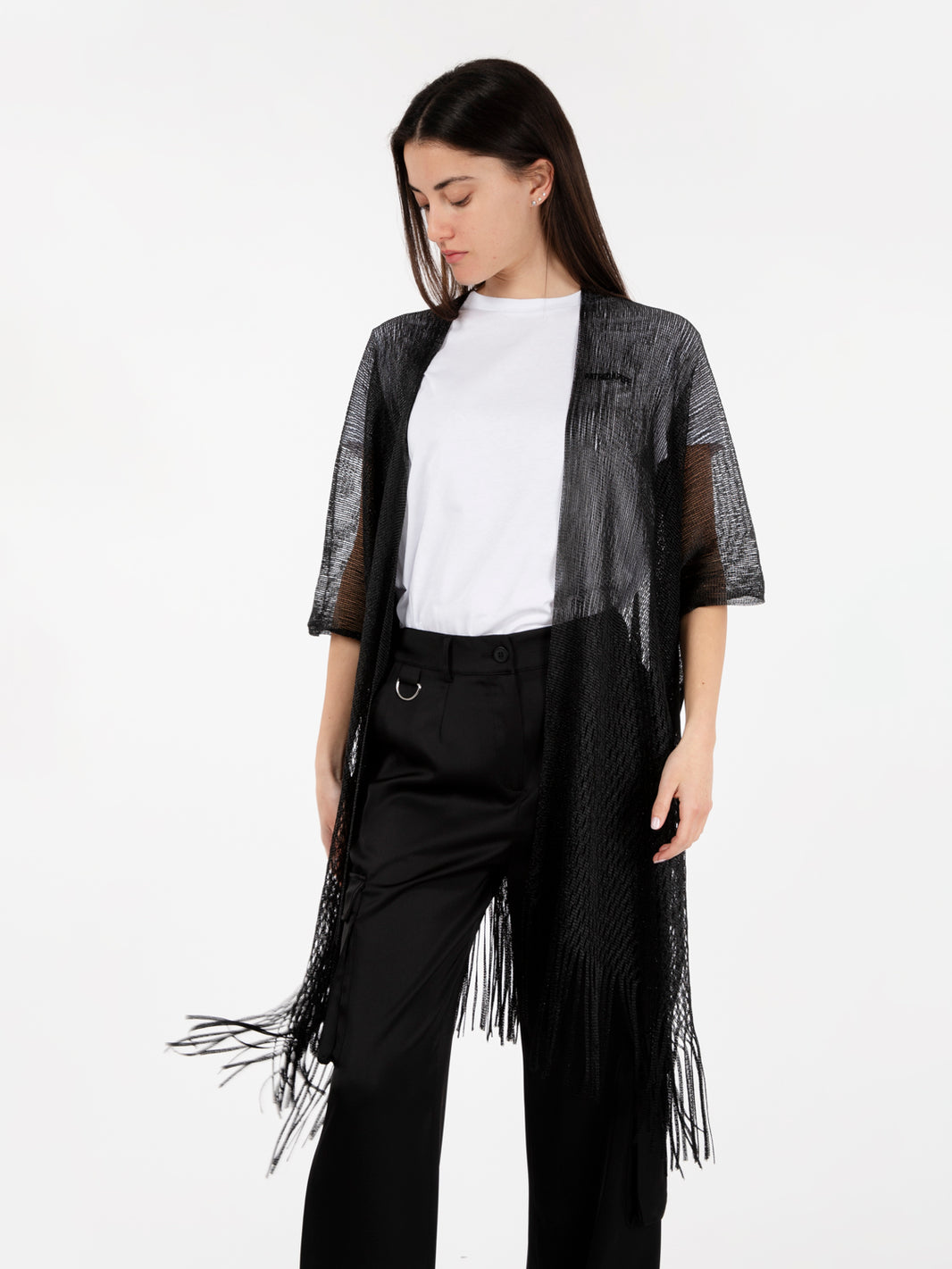 Black fringed kimono