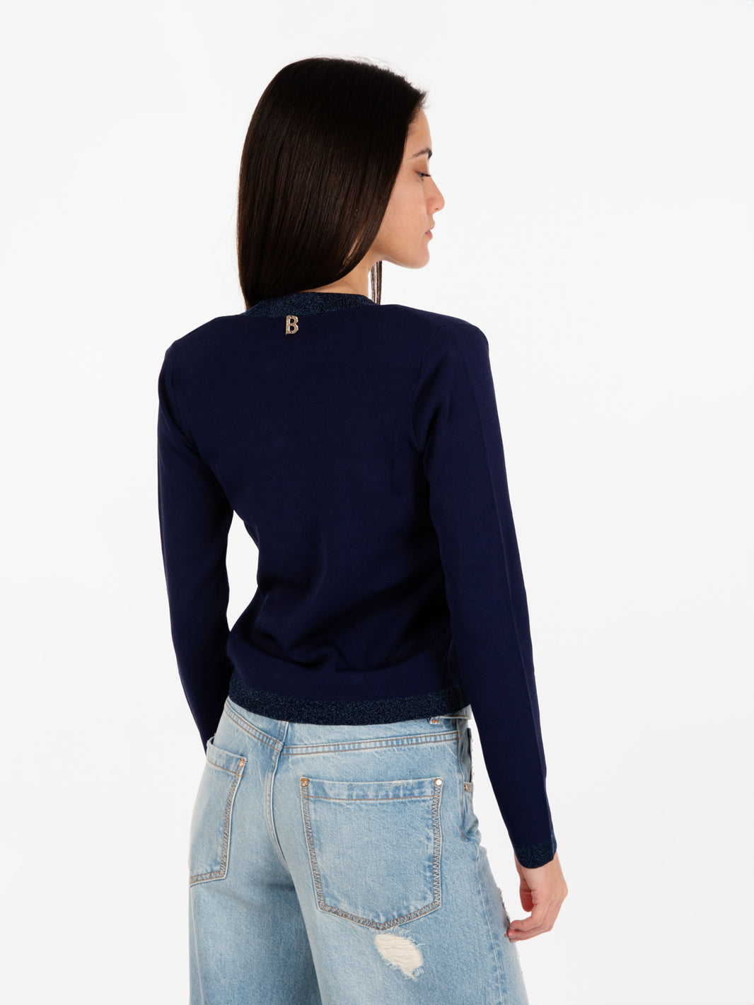 Sweater with silver / blue buttons