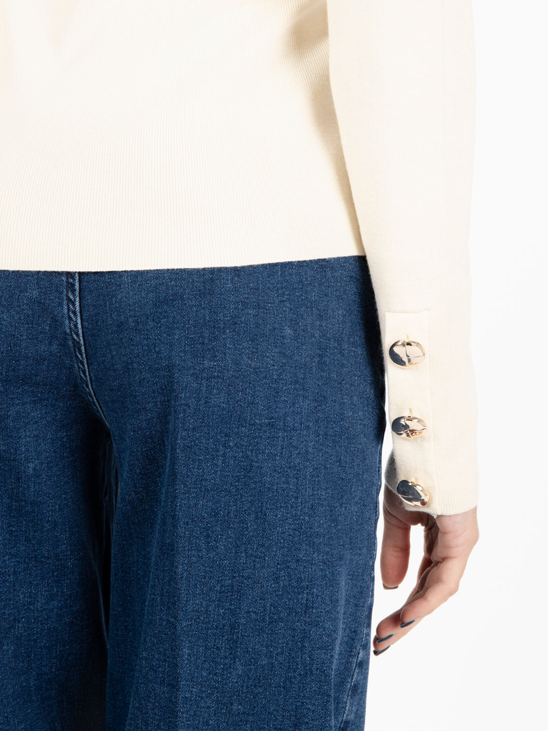 Buttercream Button Cuff Sweater