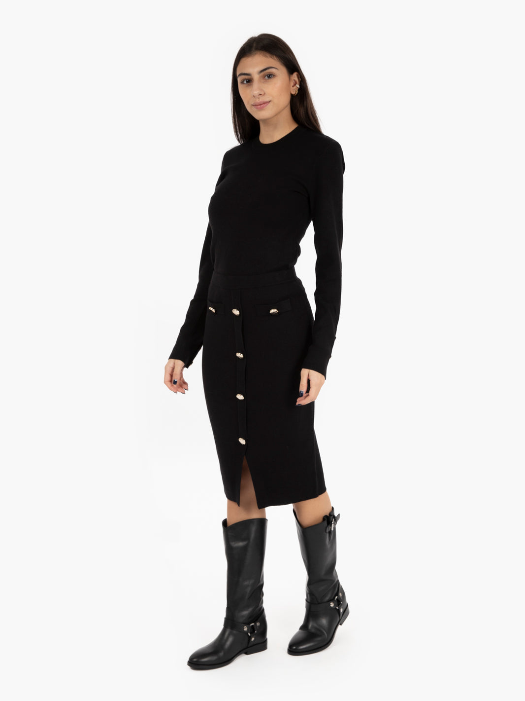Black button-up cuff sweater