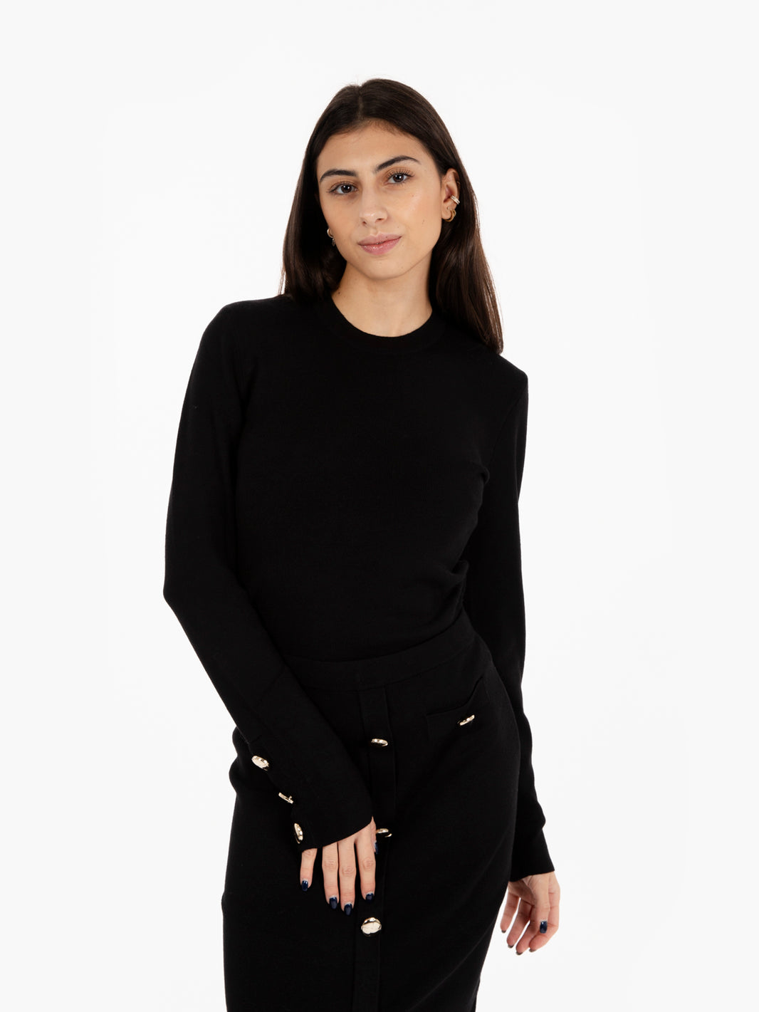 Black button-up cuff sweater