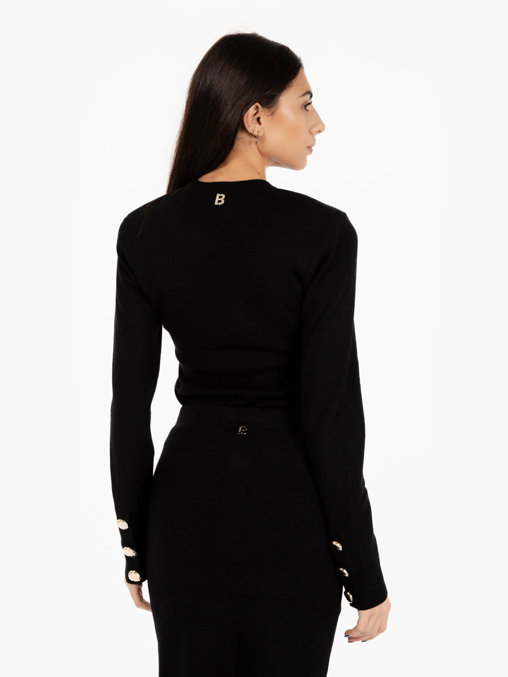 Black button-up cuff sweater