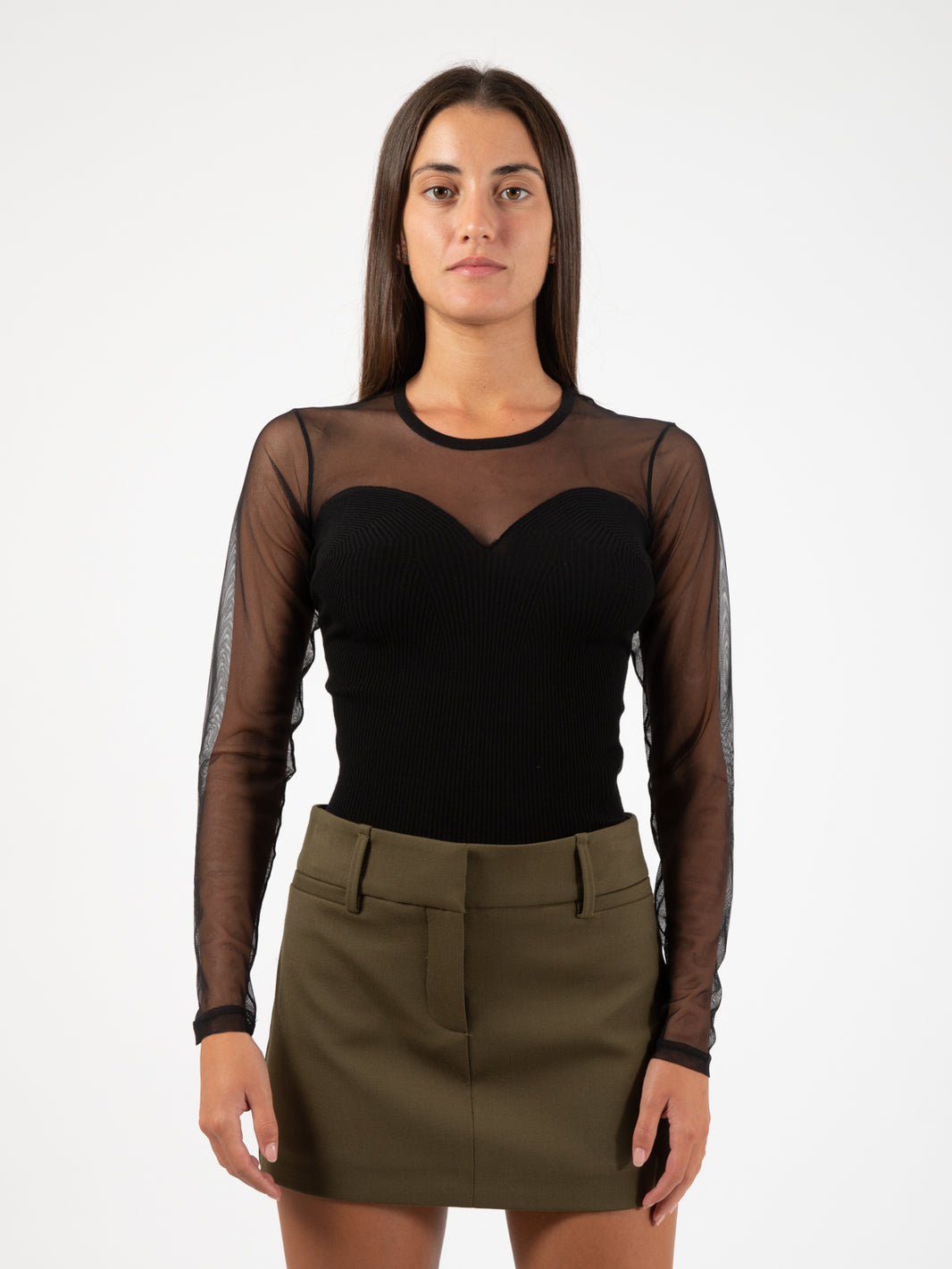 Black transparent sleeved sweater