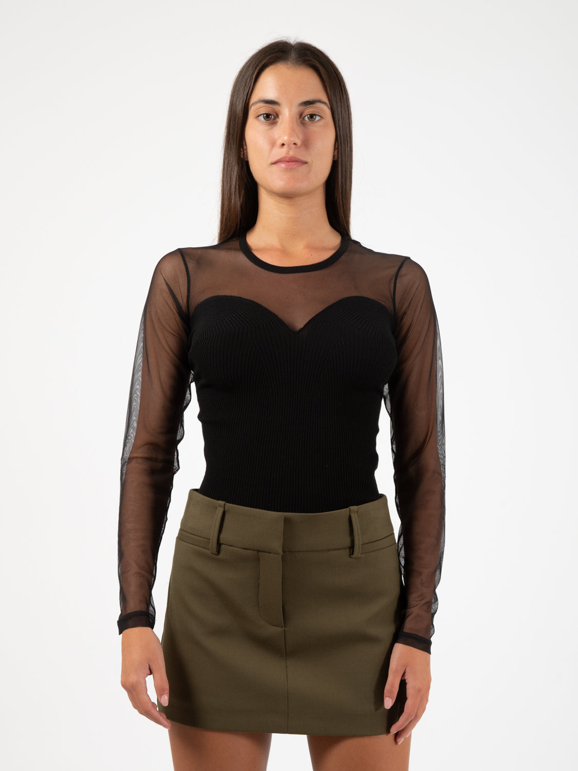 Black transparent sleeved sweater
