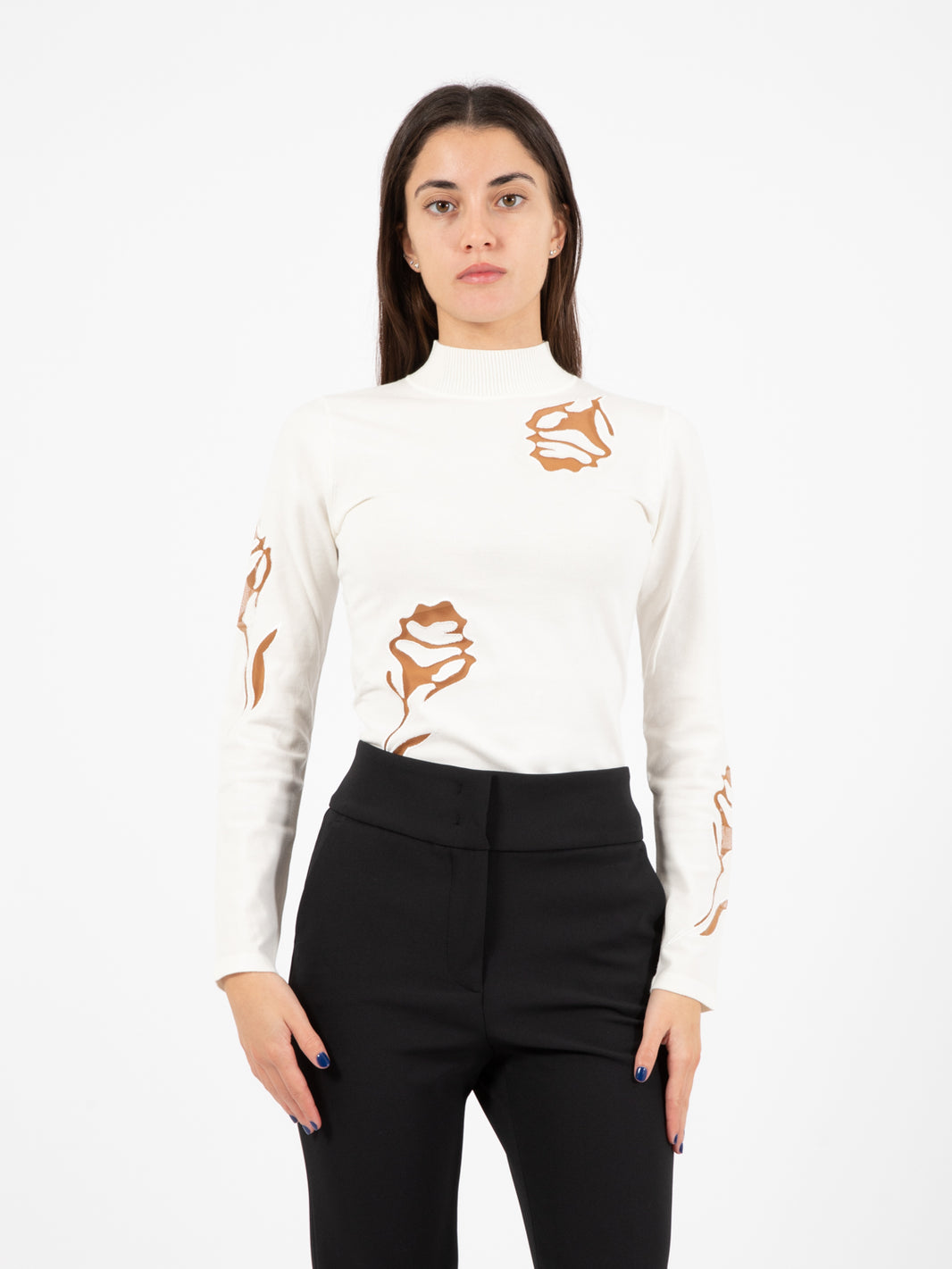 Chalk tulle rose sweater