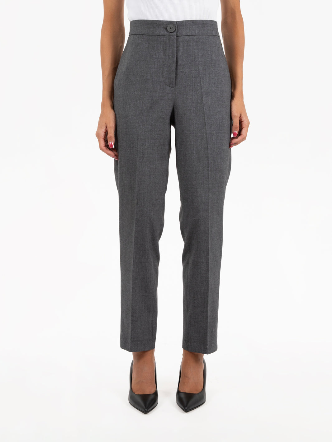 Melange grey cigarette trousers