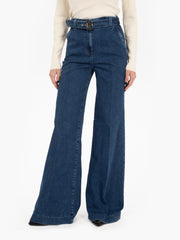 BLUGIRL - Pantaloni in denim wide blu medio