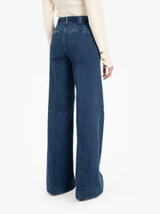 BLUGIRL - Pantaloni in denim wide blu medio