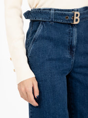 BLUGIRL - Pantaloni in denim wide blu medio