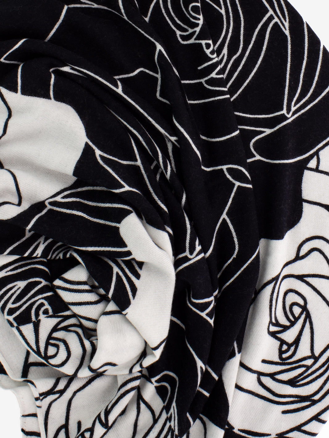 Two-tone rose print scarf white / black
