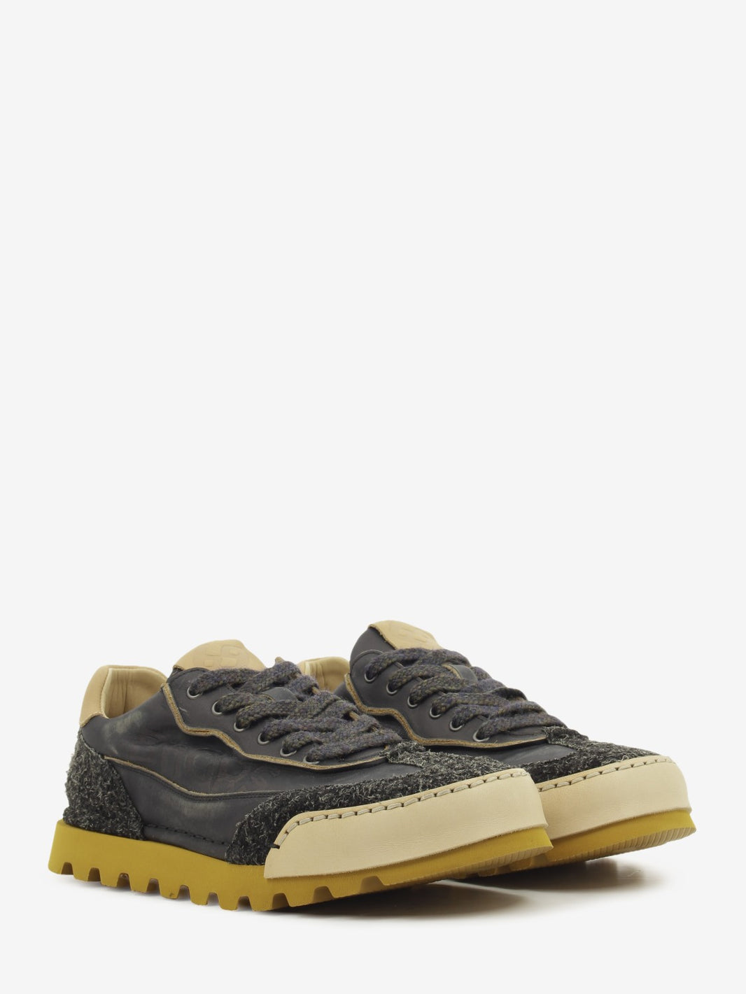 Sneakers in pelle nero carbon