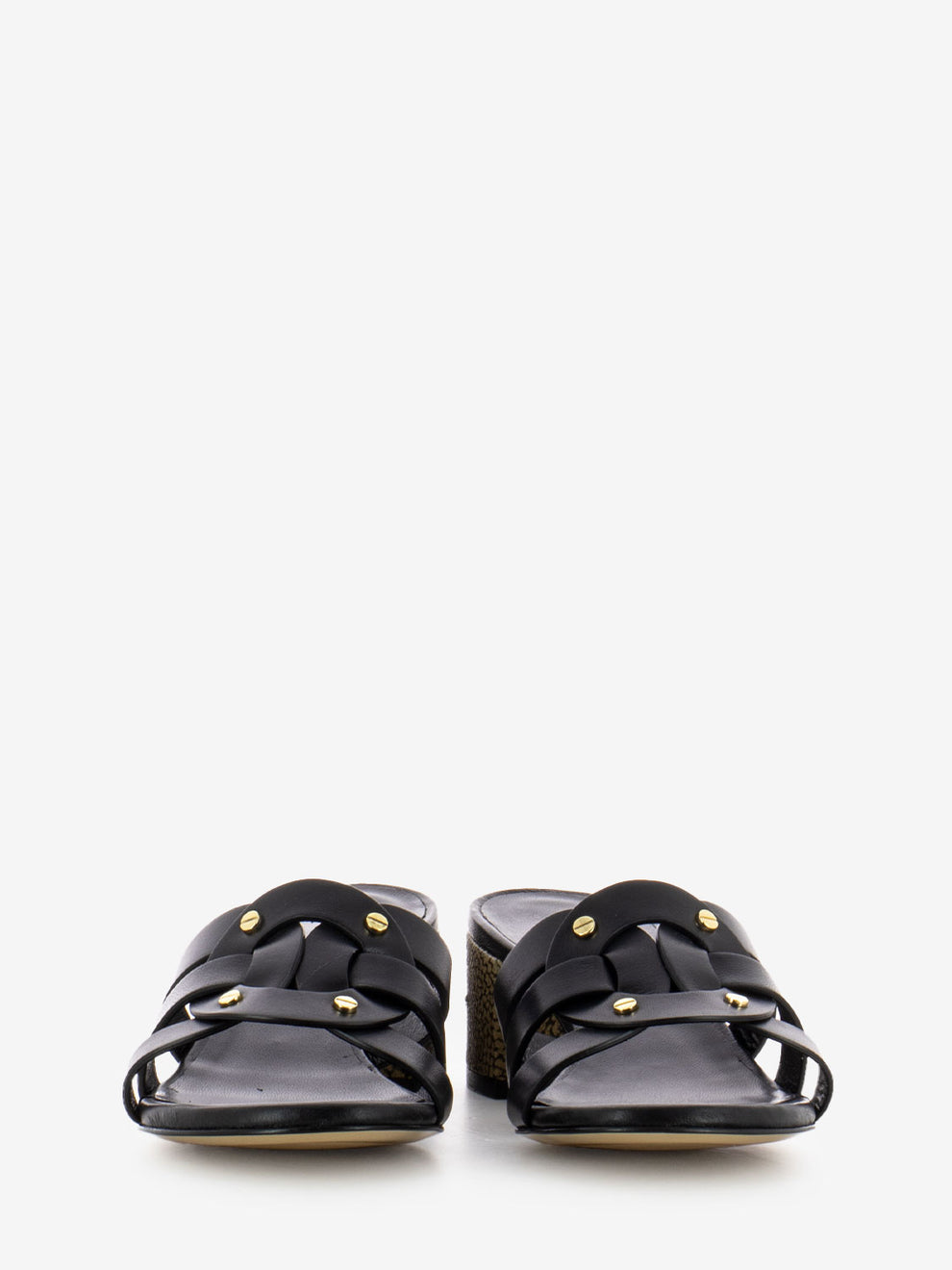 Ciabatta con tacco in pelle nero