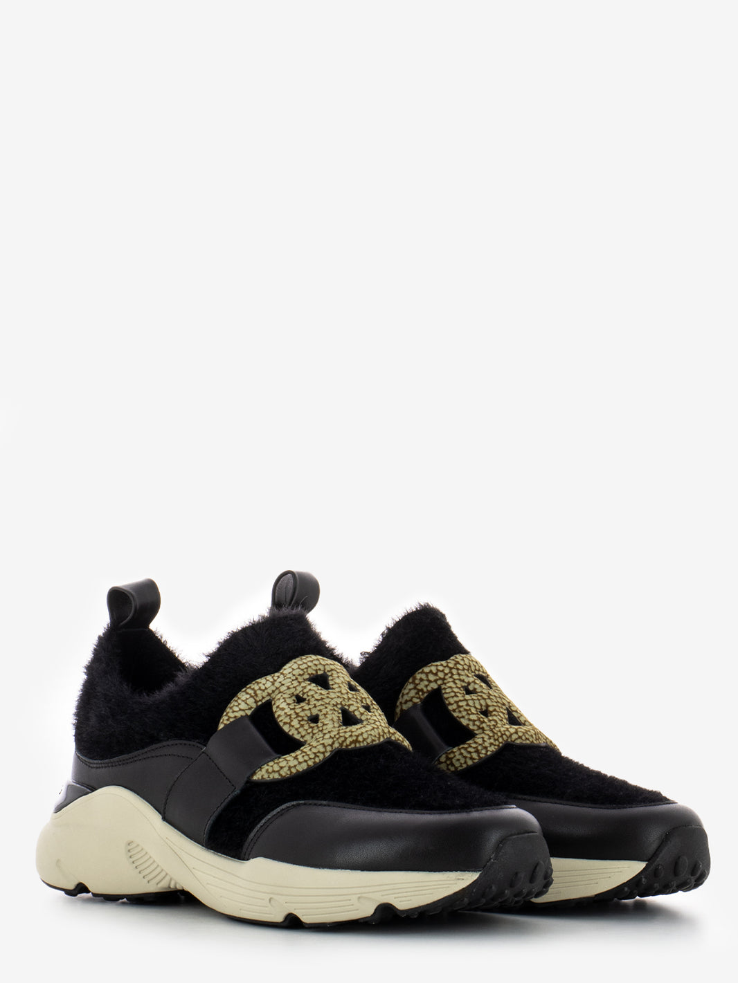 Black / natural running sneakers