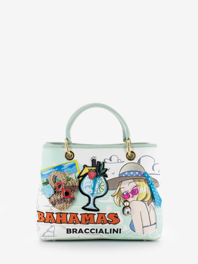 BRACCIALINI - Borsa a mano Cartoline Bahamas multicolor