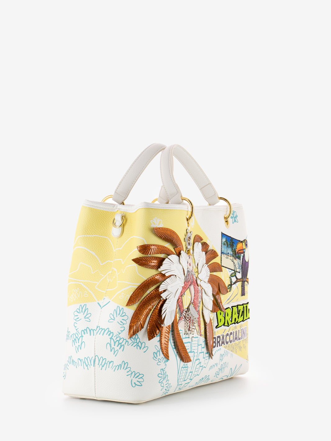 Borsa a mano Cartoline Brazil bianco