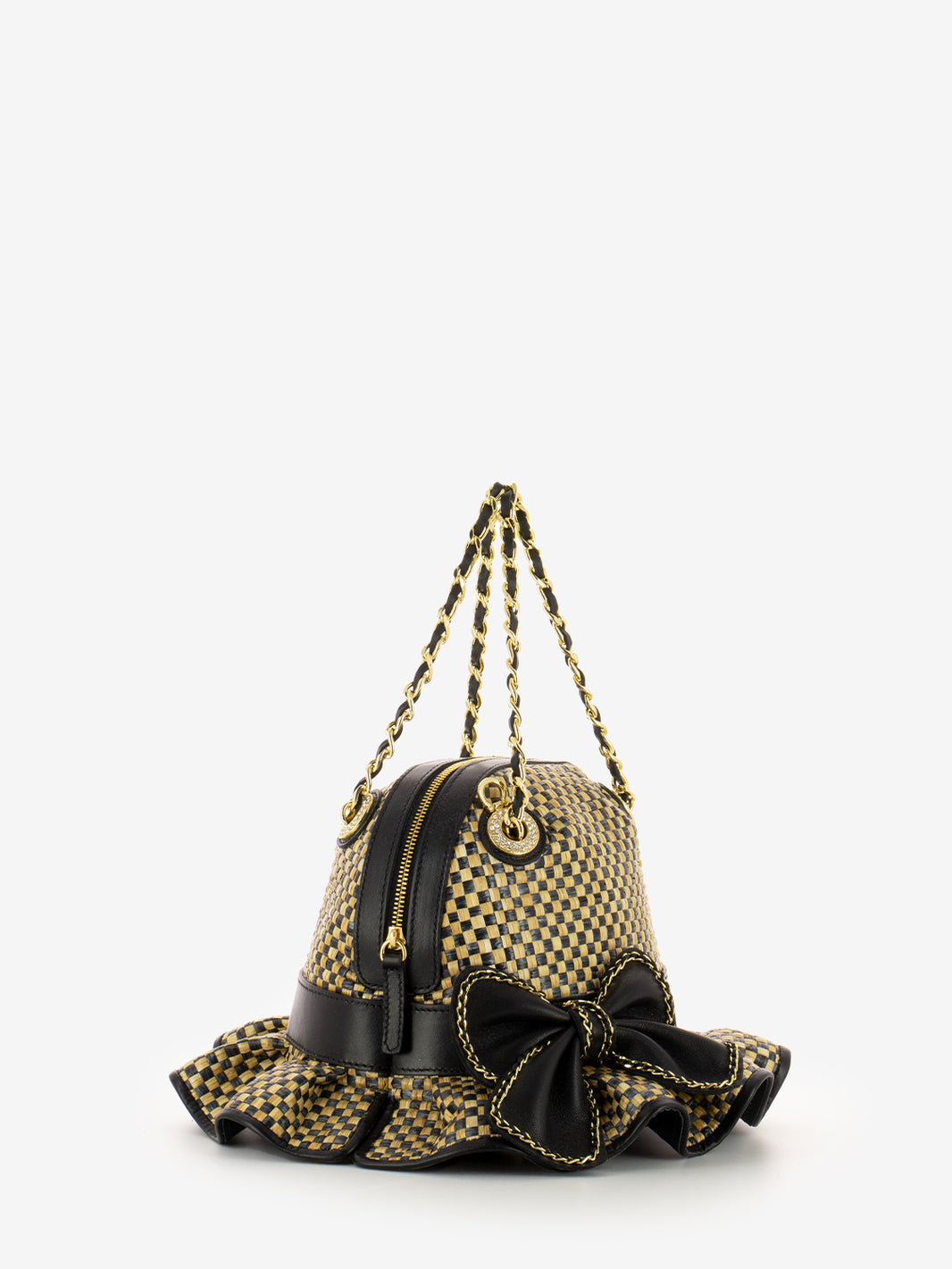 Borsa a mano con tracolla Temi paglia / nero