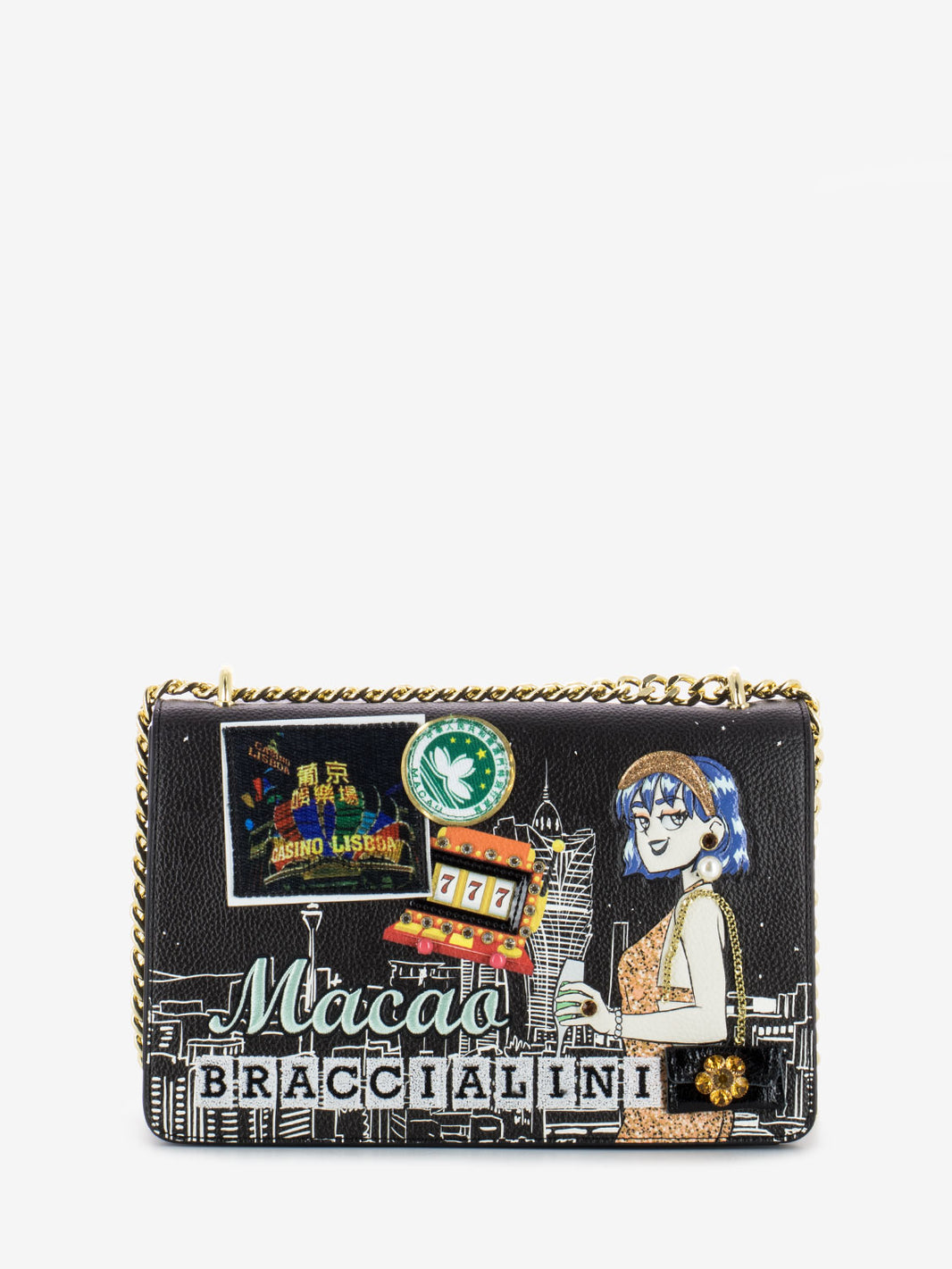 Borsa a spalla Cartoline "Macao" multicolor