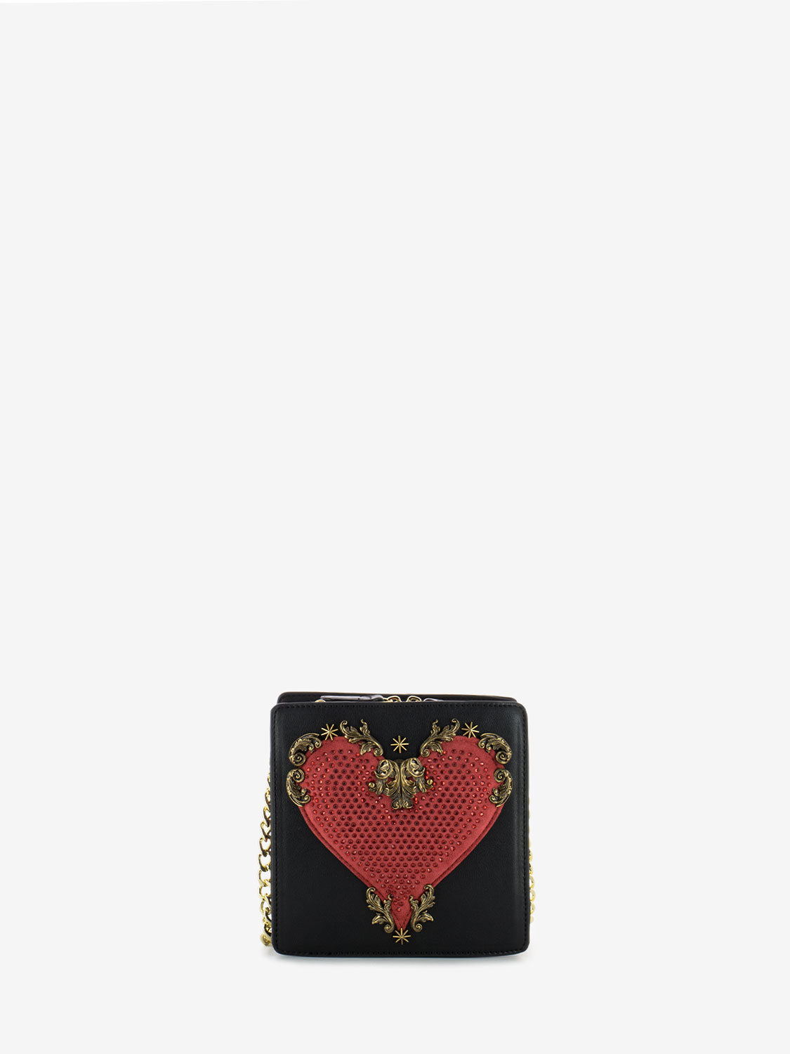 Heart Shape Shoulder Bag Black/Red/Gold