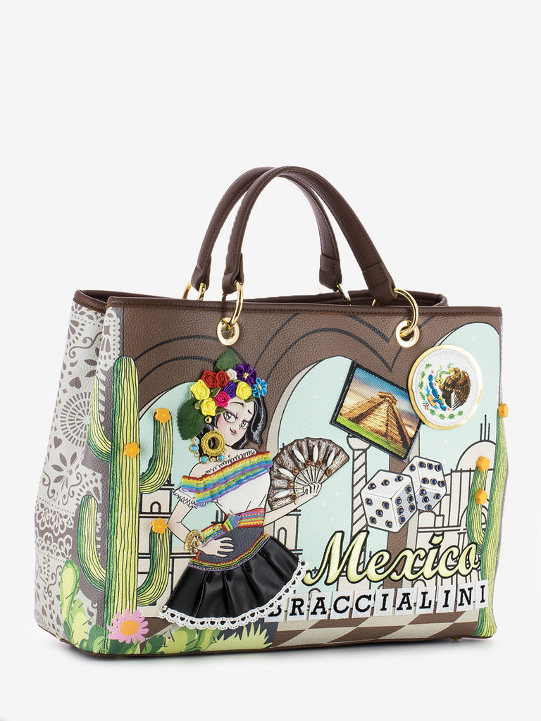 BRACCIALINI - Shopper Cartoline Mexico multicolor
