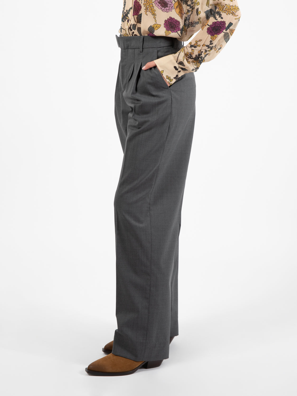 Pantalone a palazzo grigio medio