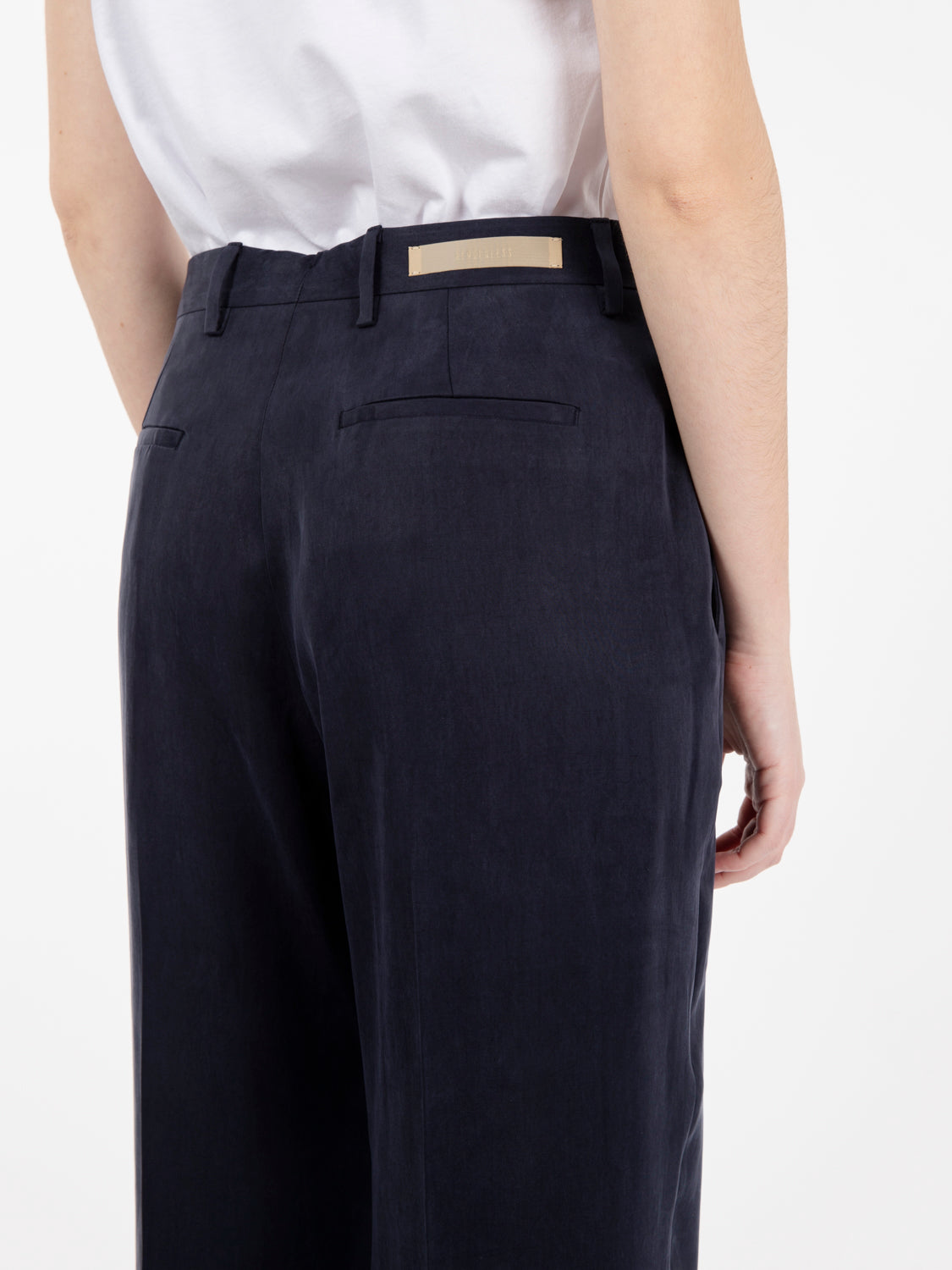 Pantalone a palazzo in tencel blu