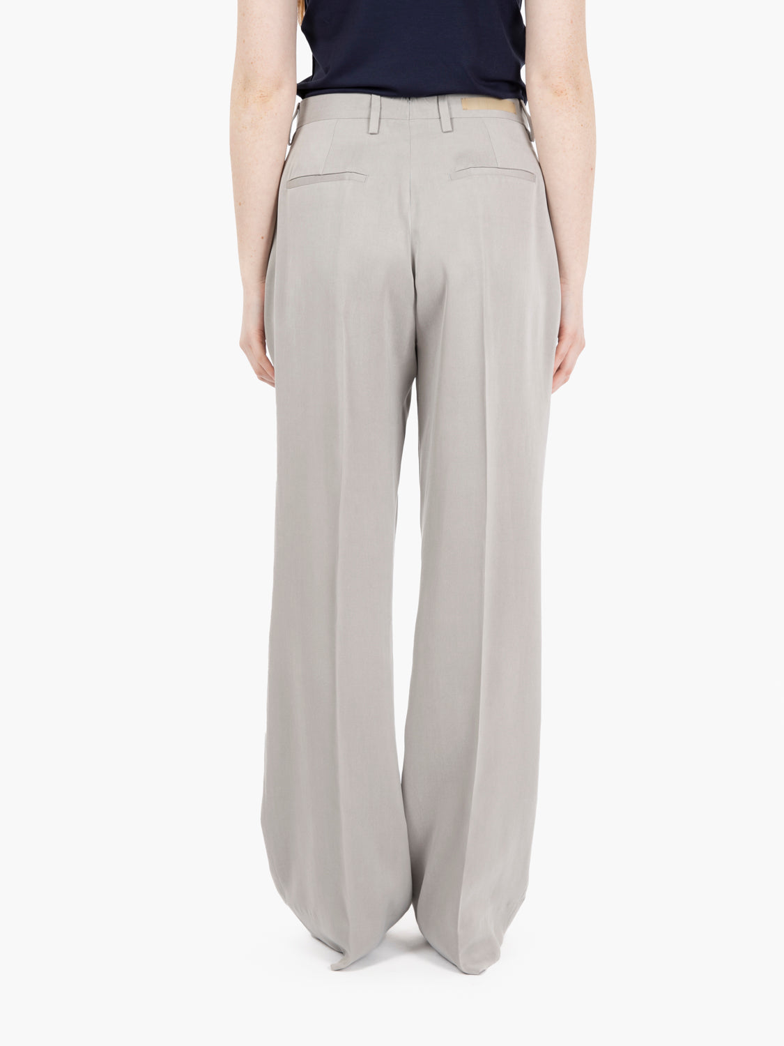 Pantalone a palazzo in tencel grigio
