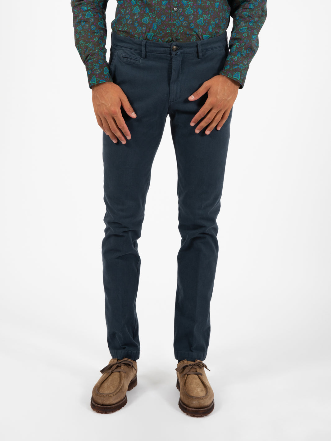 Pantalone in cotone operato blu Cina