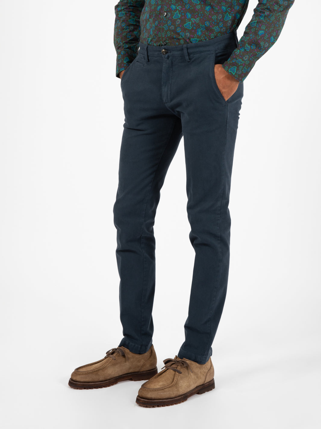 Pantalone in cotone operato blu Cina