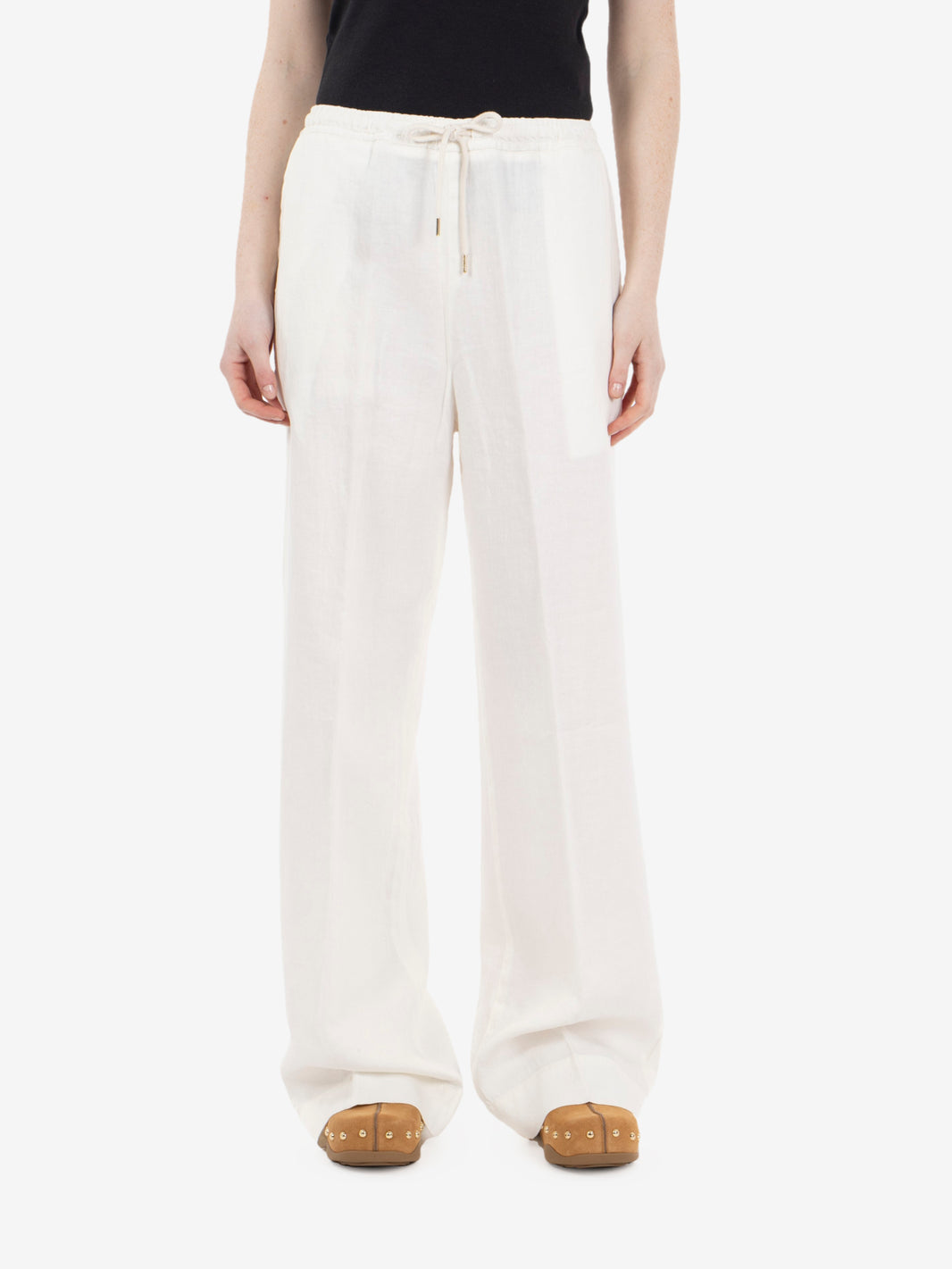 Pantalone in lino con coulisse bianco