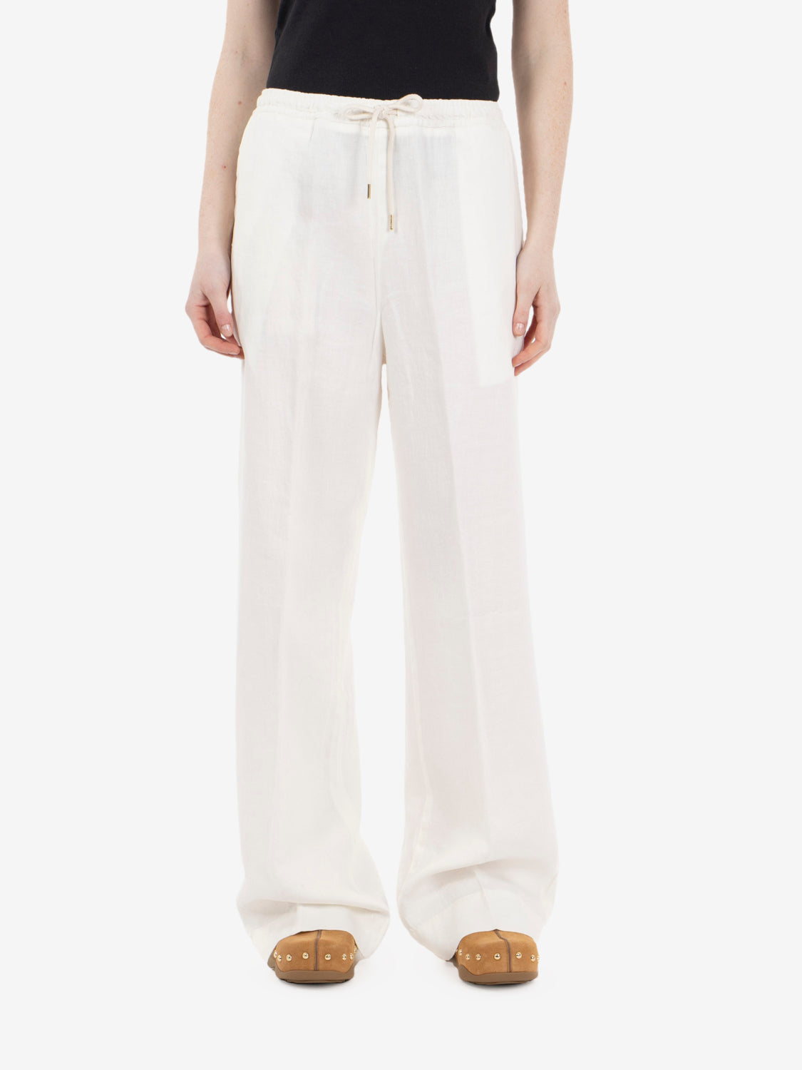 Pantalone in lino con coulisse bianco