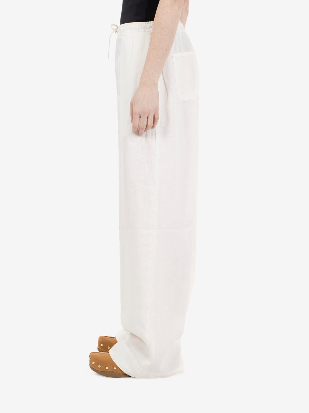 Pantalone in lino con coulisse bianco