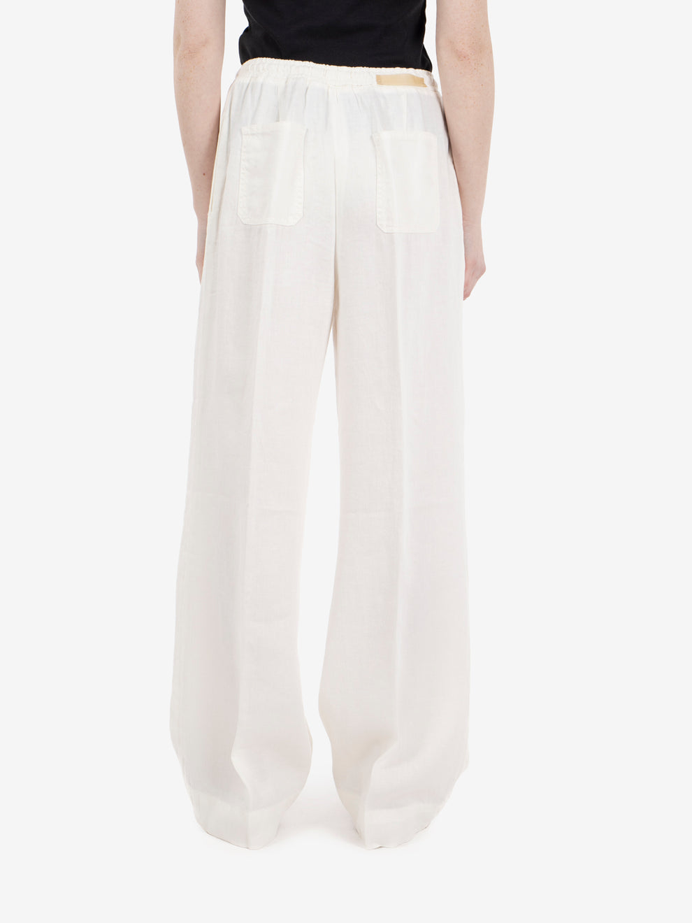 Pantalone in lino con coulisse bianco