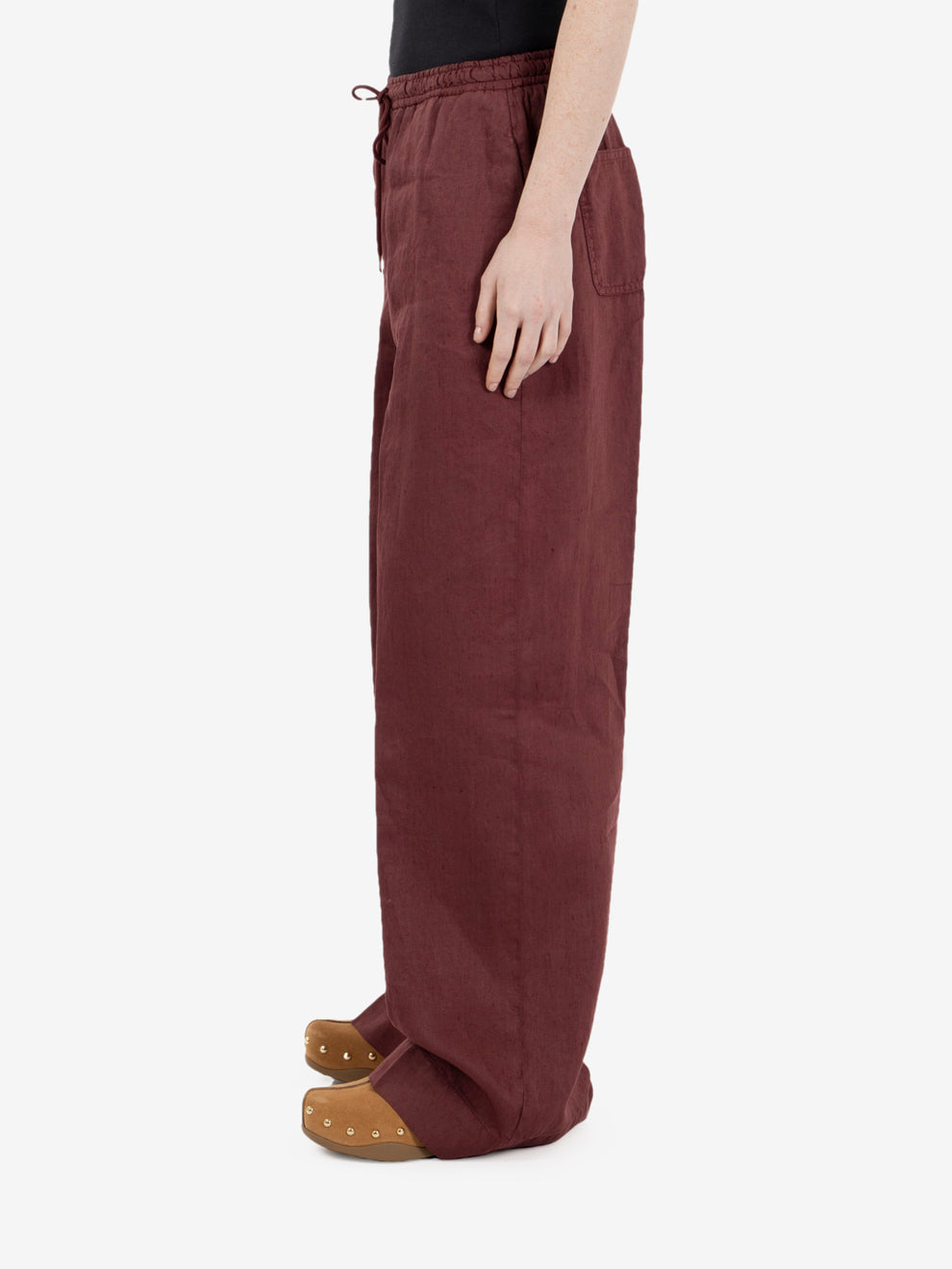 Pantalone in lino con coulisse ciocco
