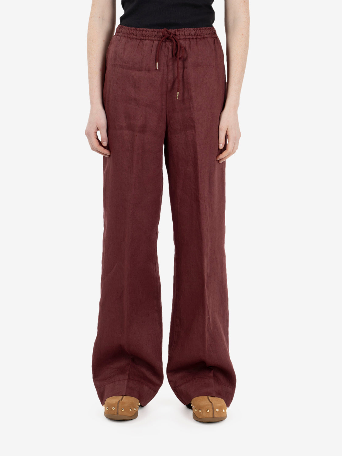 Pantalone in lino con coulisse ciocco