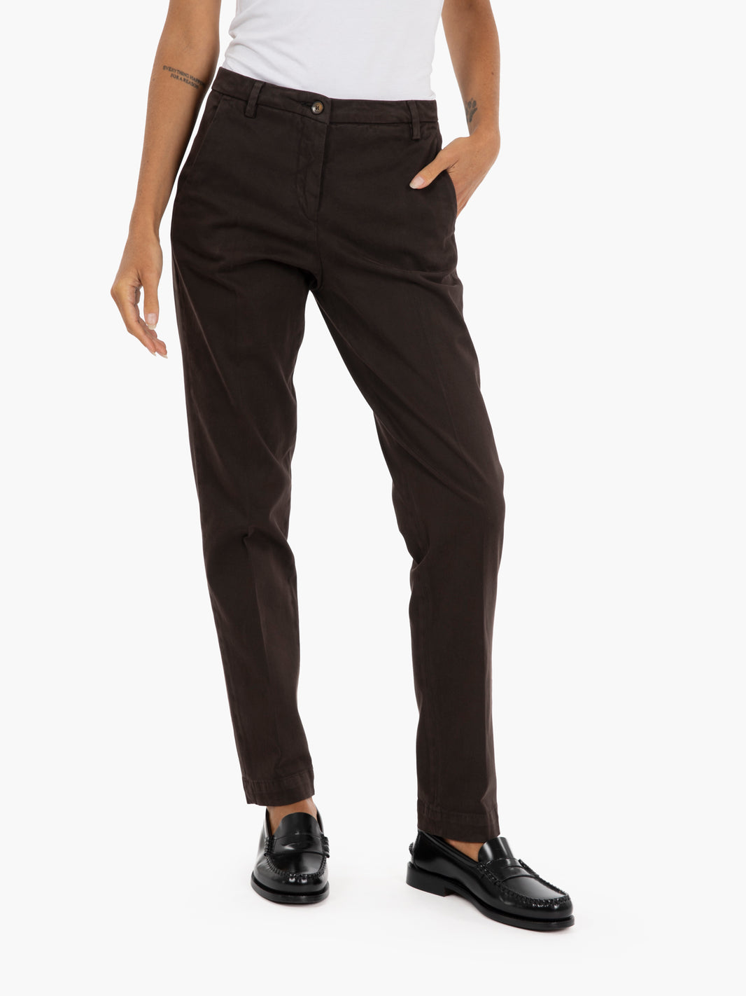 Nicole dark brown cigarette trousers