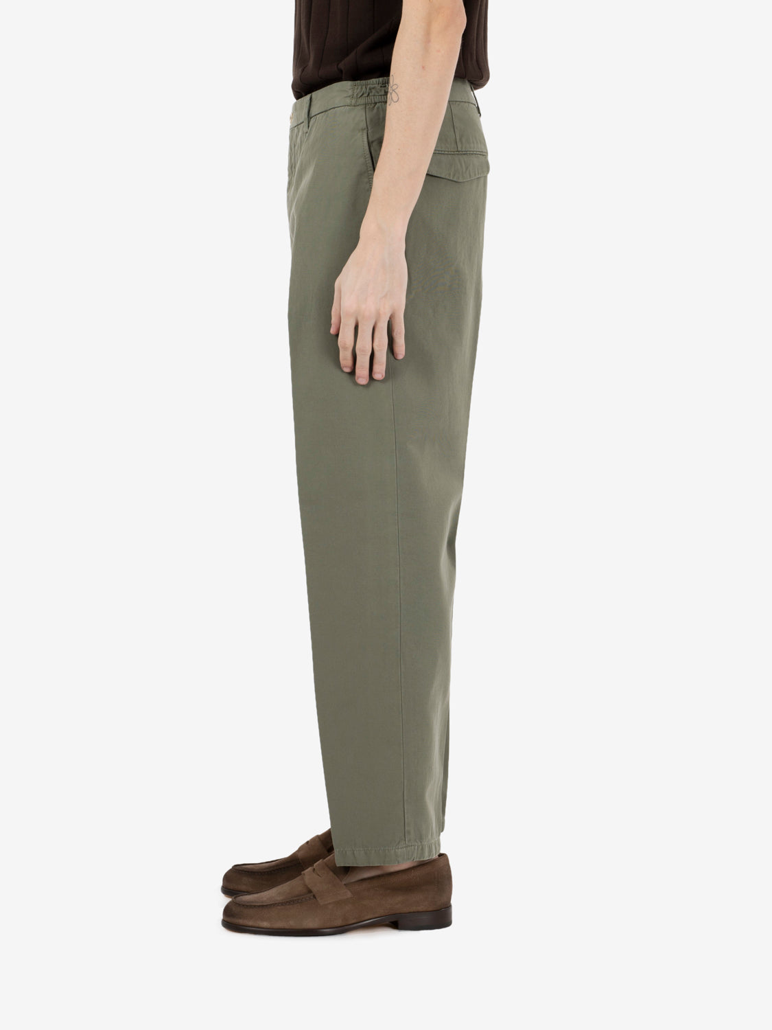 ARSENALD GREEN LINEN-COTTON TRICOAT TROUSERS ARSENALD/300016_00072