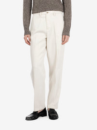 Beige carrot-fit trousers
