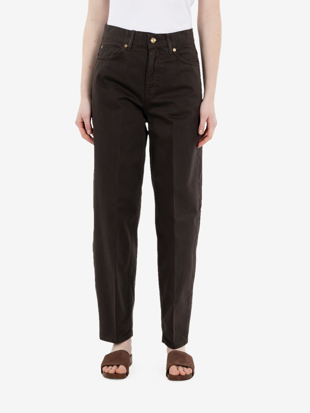 Dark brown carrot-fit trousers