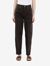 Dark brown carrot-fit trousers