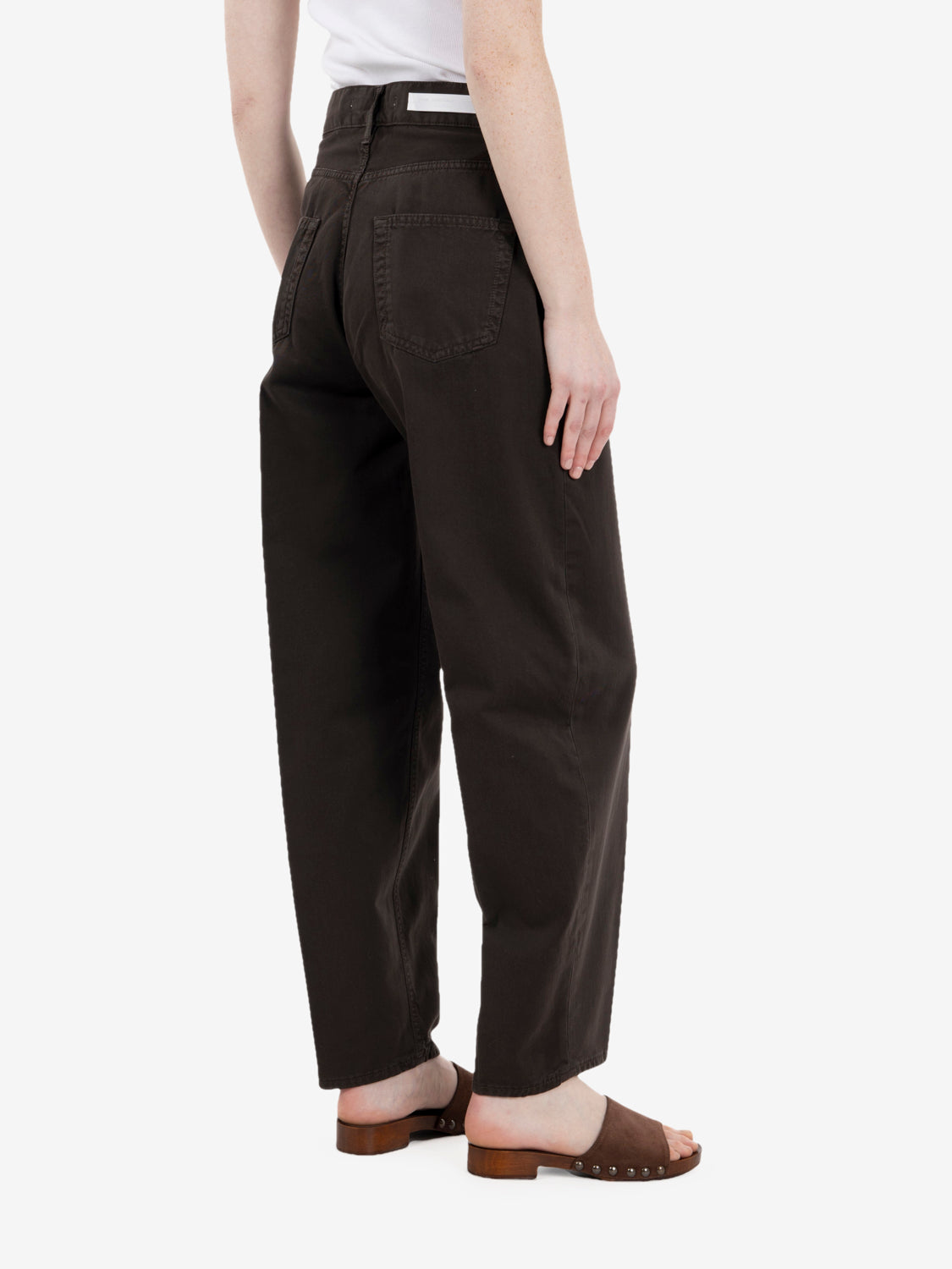 Dark brown carrot-fit trousers