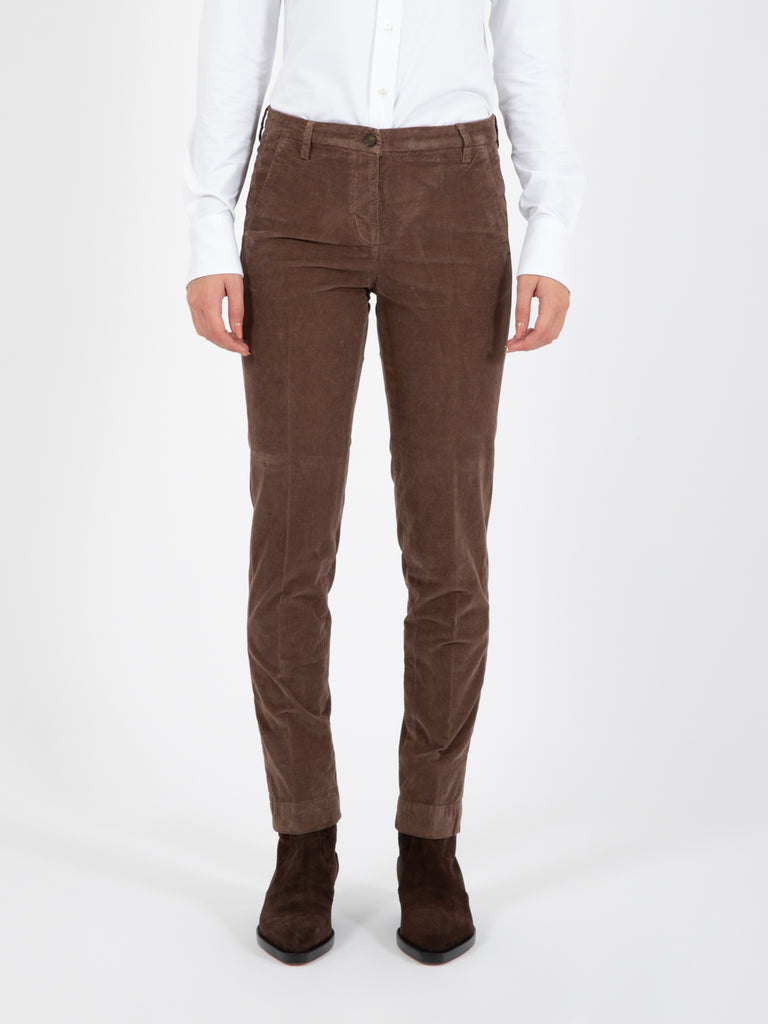 BRIGLIA 1949 - Pantaloni chino Nicole velluto marrone