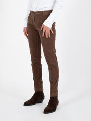 BRIGLIA 1949 - Pantaloni chino Nicole velluto marrone