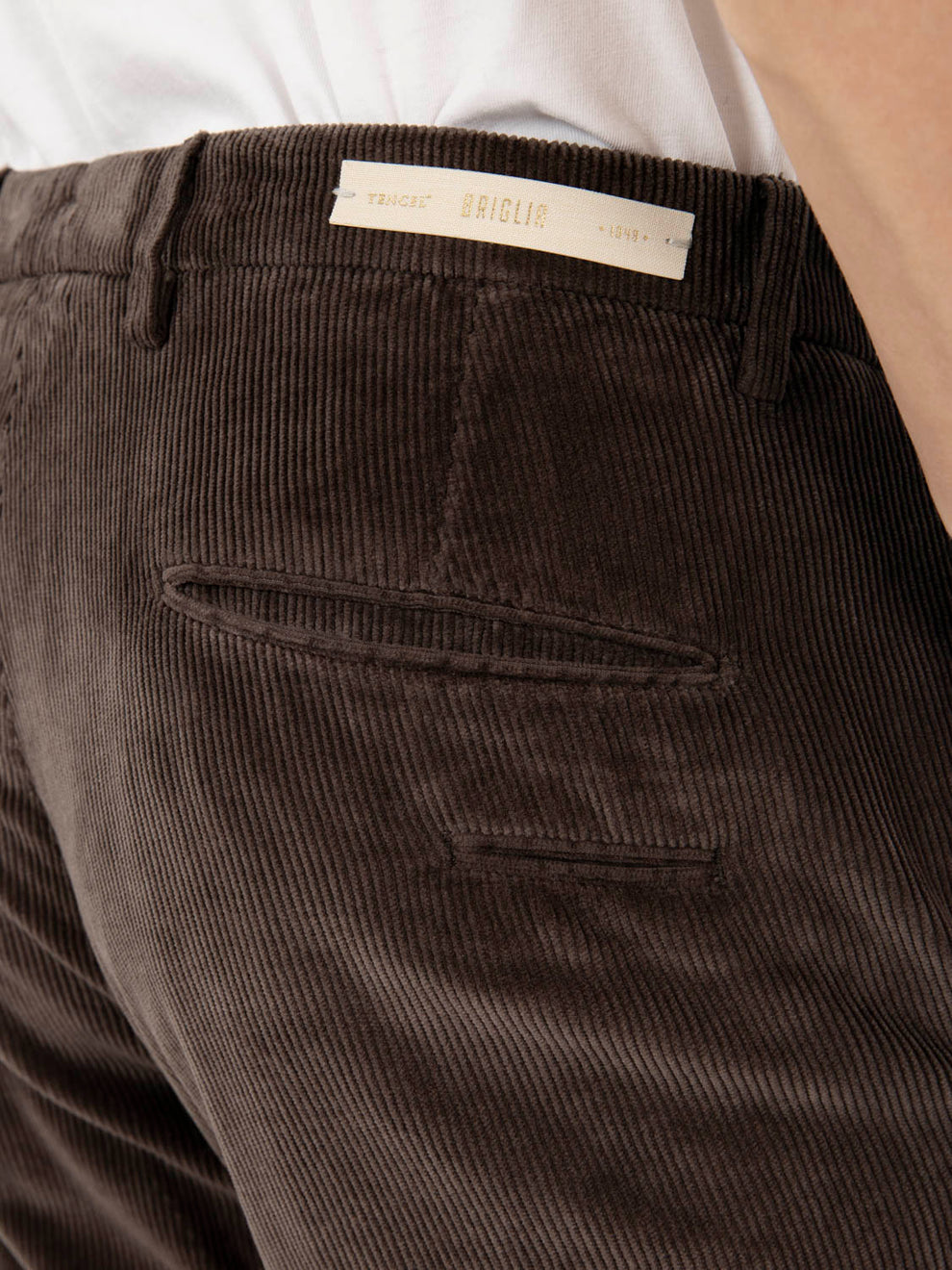 Pantaloni con balza in velluto camoscio